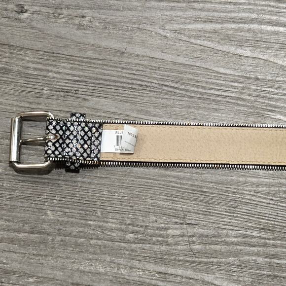 Shimmery Zipper Edge Black Sparkly Women's Belt Size Small - Picture 7 of 12